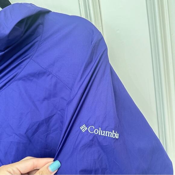 Columbia Purple Rain Jacket Size M Full Zip Hooded Pockets Thin Windbreaker - Picture 3 of 10